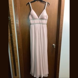 Blush pink formal prom dress.